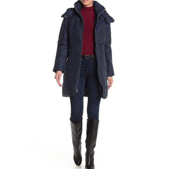 NWT Cole Haan Puffer Down Jacket- with Hood for Cold Weather - Picture 3 of 13